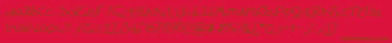 フォントLefuturattendra – 赤い背景に茶色の文字
