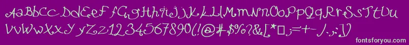 フォントLefuturattendra – 紫の背景に緑のフォント