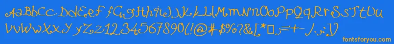 Lefuturattendra-Schriftart – Orangefarbene Schriften auf blauem Hintergrund