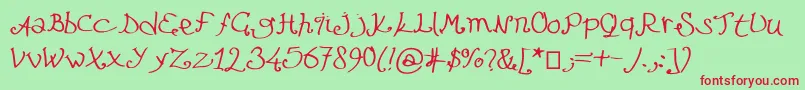 Lefuturattendra-Schriftart – Rote Schriften auf grünem Hintergrund