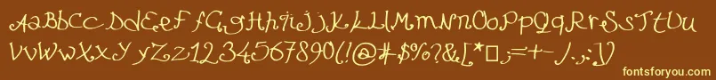 Lefuturattendra-fontti – keltaiset fontit ruskealla taustalla