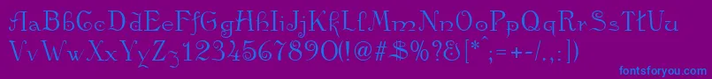 Kamelia-Schriftart – Blaue Schriften auf violettem Hintergrund