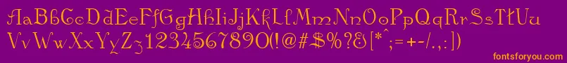 Kamelia-Schriftart – Orangefarbene Schriften auf violettem Hintergrund