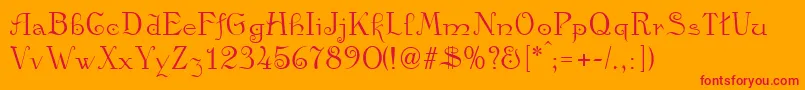 Kamelia-Schriftart – Rote Schriften auf orangefarbenem Hintergrund