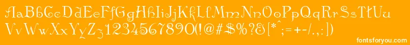 Kamelia-Schriftart – Weiße Schriften auf orangefarbenem Hintergrund