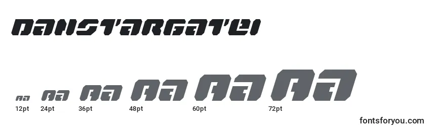 Размеры шрифта Danstargatei