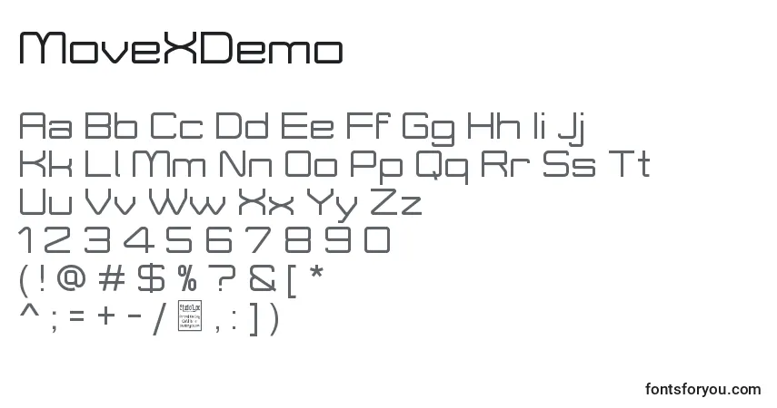 MoveXDemoフォント–アルファベット、数字、特殊文字