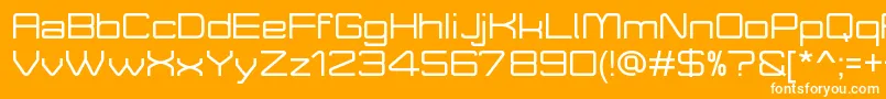 MoveXDemo-Schriftart – Weiße Schriften auf orangefarbenem Hintergrund
