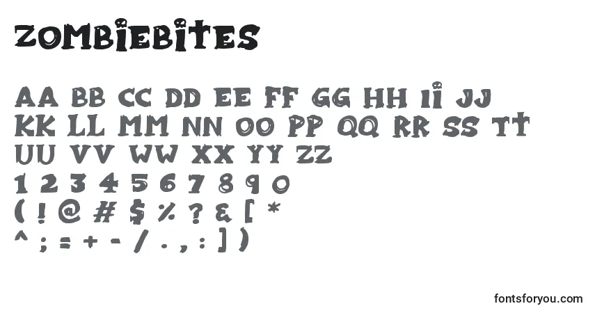 Schriftart Zombiebites (111611) – Alphabet, Zahlen, spezielle Symbole