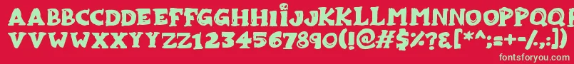 フォントZombiebites – 赤い背景に緑の文字