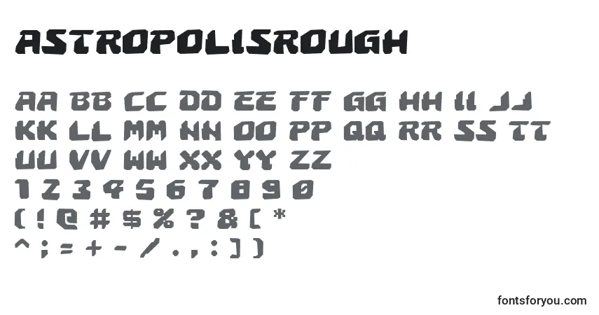 Czcionka AstropolisRough – alfabet, cyfry, specjalne znaki