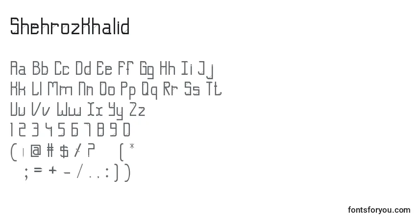 Шрифт ShehrozKhalid – алфавит, цифры, специальные символы