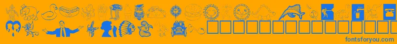 Animations Font – Blue Fonts on Orange Background