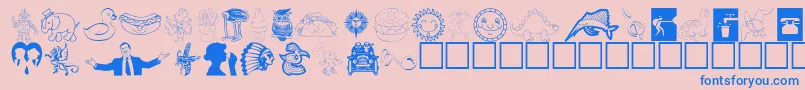 Animations-Schriftart – Blaue Schriften auf rosa Hintergrund