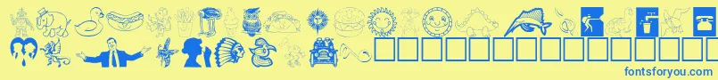 Animations Font – Blue Fonts on Yellow Background