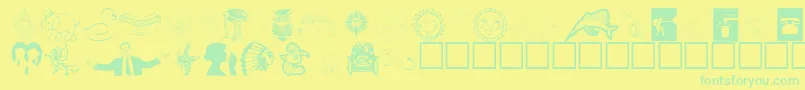Animations Font – Green Fonts on Yellow Background