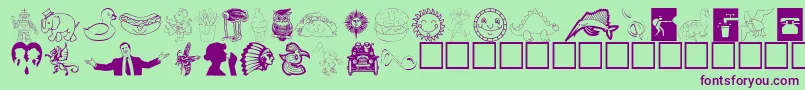 フォントAnimations – 緑の背景に紫のフォント