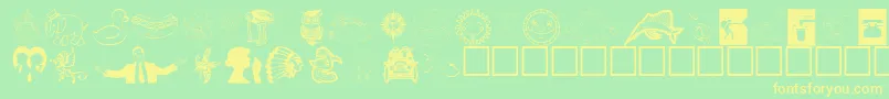 フォントAnimations – 黄色の文字が緑の背景にあります