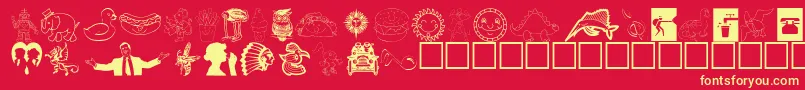 Animations Font – Yellow Fonts on Red Background