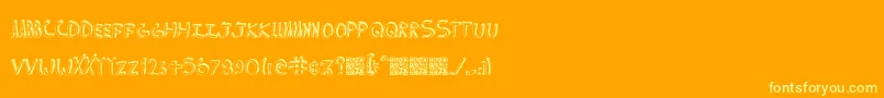 Comedyshow-Schriftart – Gelbe Schriften auf orangefarbenem Hintergrund