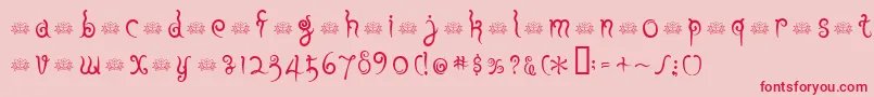 FuuRegularE. Font – Red Fonts on Pink Background