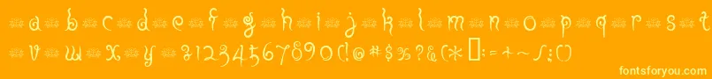 FuuRegularE. Font – Yellow Fonts on Orange Background