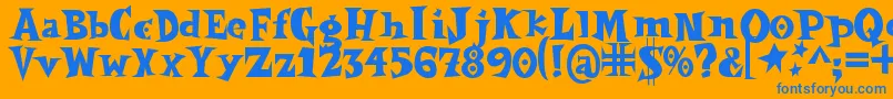 Spookymagic-Schriftart – Blaue Schriften auf orangefarbenem Hintergrund