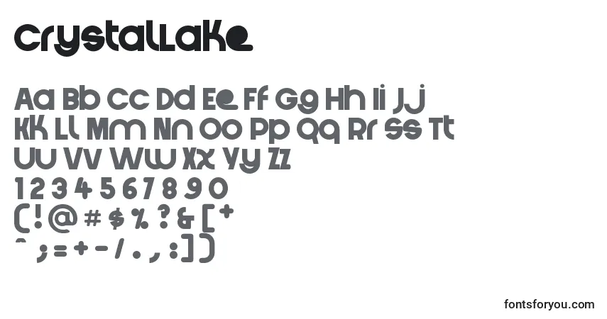Schriftart CrystalLake – Alphabet, Zahlen, spezielle Symbole