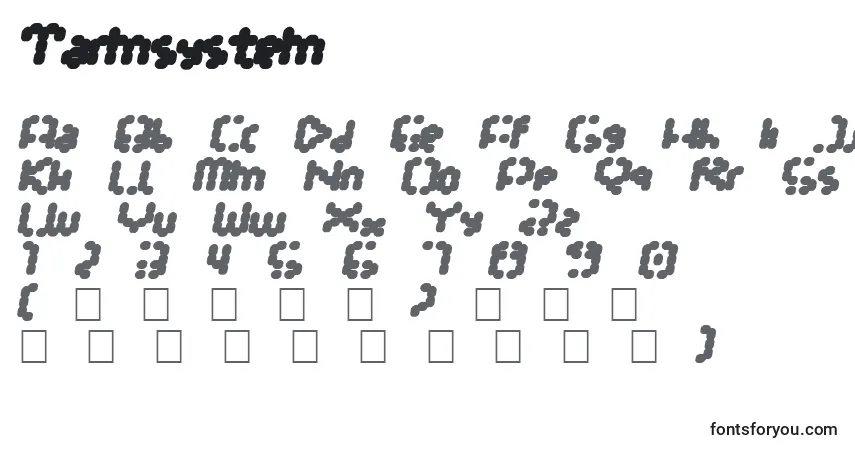 Schriftart Tarmsystem – Alphabet, Zahlen, spezielle Symbole