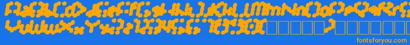 Tarmsystem-Schriftart – Orangefarbene Schriften auf blauem Hintergrund