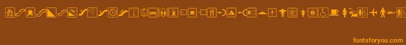 フォントSignsRegular – オレンジ色の文字が茶色の背景にあります。