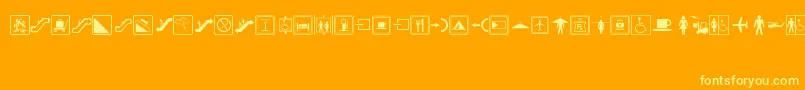 SignsRegular-Schriftart – Gelbe Schriften auf orangefarbenem Hintergrund