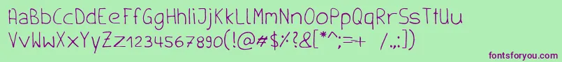 Handschrift Font – Purple Fonts on Green Background