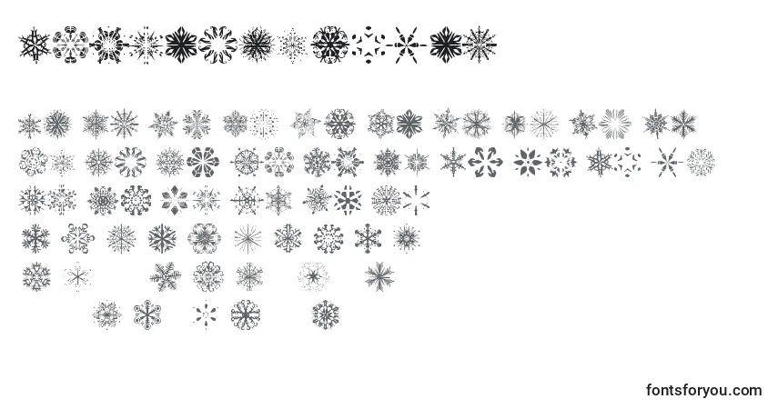 Czcionka SnowflakesTfb – alfabet, cyfry, specjalne znaki