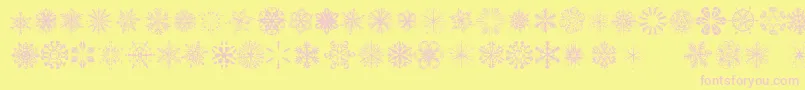 Czcionka SnowflakesTfb – różowe czcionki na żółtym tle