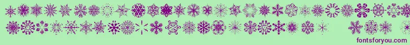 フォントSnowflakesTfb – 緑の背景に紫のフォント