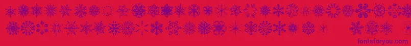 SnowflakesTfb-fontti – violetit fontit punaisella taustalla