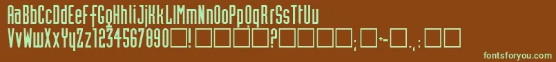 フォントNeutworegular – 緑色の文字が茶色の背景にあります。