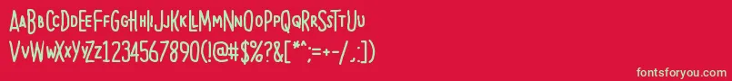 フォントBeautifulHeartbeat – 赤い背景に緑の文字