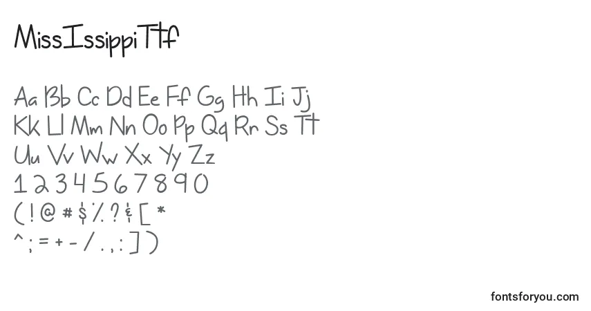 Fuente MissIssippiTtf - alfabeto, números, caracteres especiales