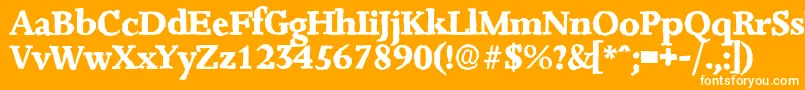 Czcionka JessicaantiqueXboldRegular – białe czcionki na pomarańczowym tle