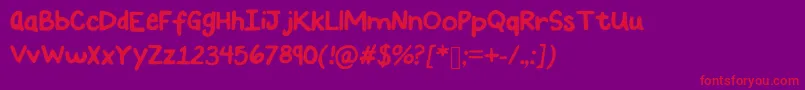 Fonte Youarejustmytype – fontes vermelhas em um fundo violeta