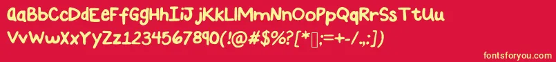 Fonte Youarejustmytype – fontes amarelas em um fundo vermelho