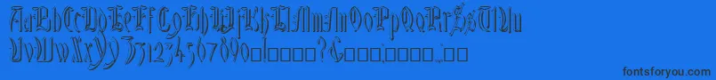 GlastonburyShadow Font – Black Fonts on Blue Background