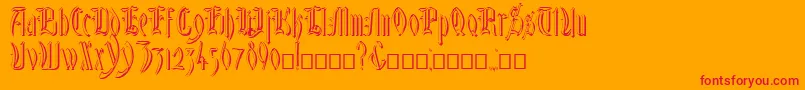 GlastonburyShadow-Schriftart – Rote Schriften auf orangefarbenem Hintergrund