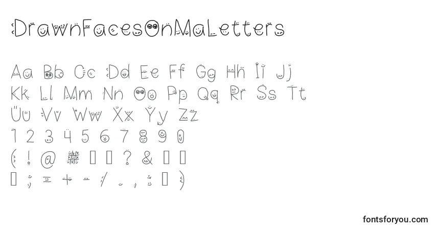 Schriftart DrawnFacesOnMaLetters – Alphabet, Zahlen, spezielle Symbole