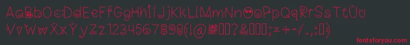 DrawnFacesOnMaLetters Font – Red Fonts on Black Background