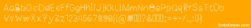 DrawnFacesOnMaLetters Font – White Fonts on Orange Background