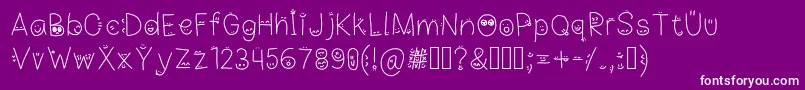 More about DrawnFacesOnMaLetters Font DrawnFacesOnMaLetters Font – White Fonts on Purple Background