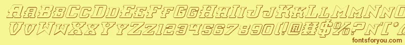 InterceptorShadowItalic-fontti – ruskeat fontit keltaisella taustalla